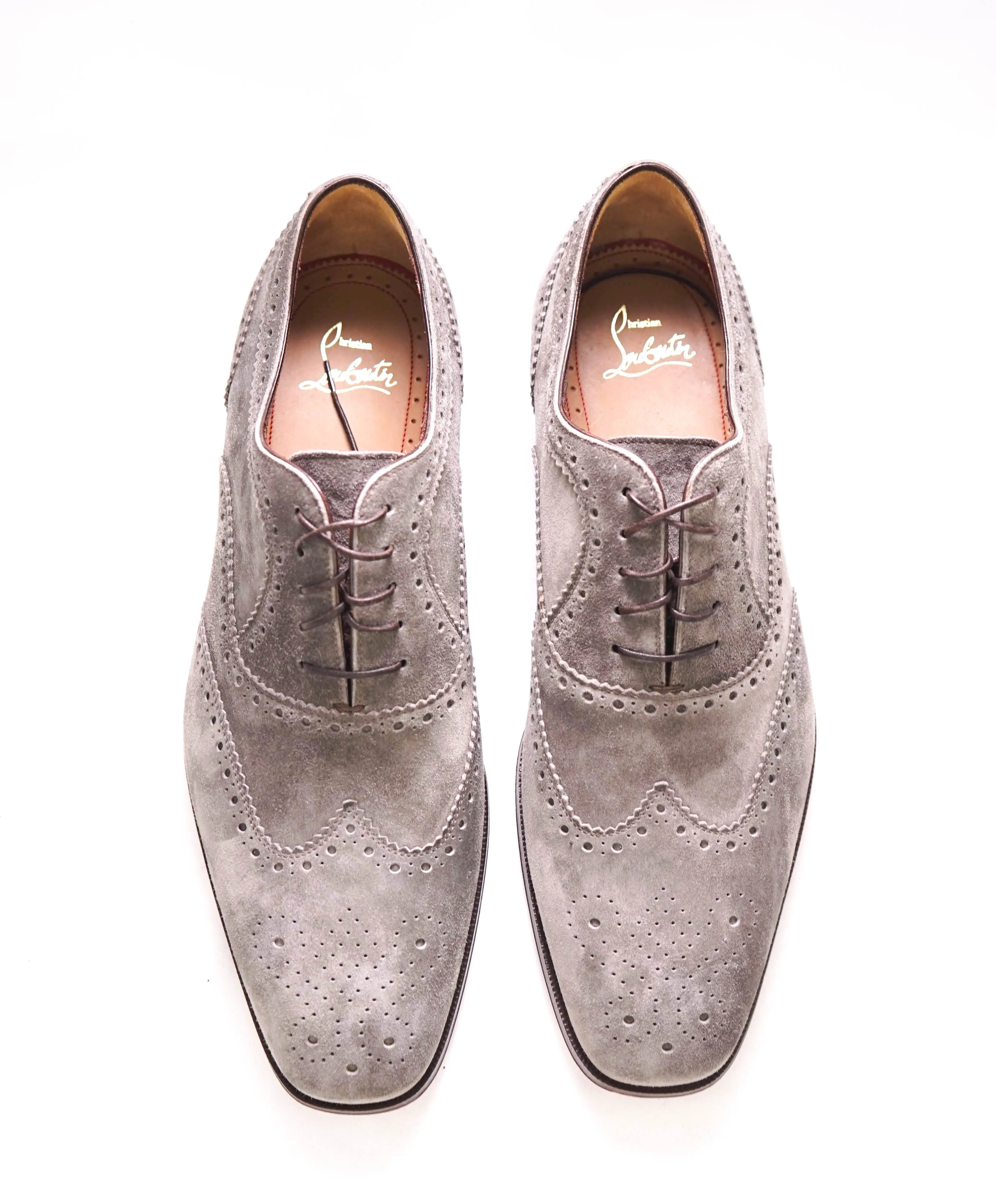 $1,050 CHRISTIAN LOUBOUTIN - Scalloped Gray Suede Oxfords - 8 US (41)