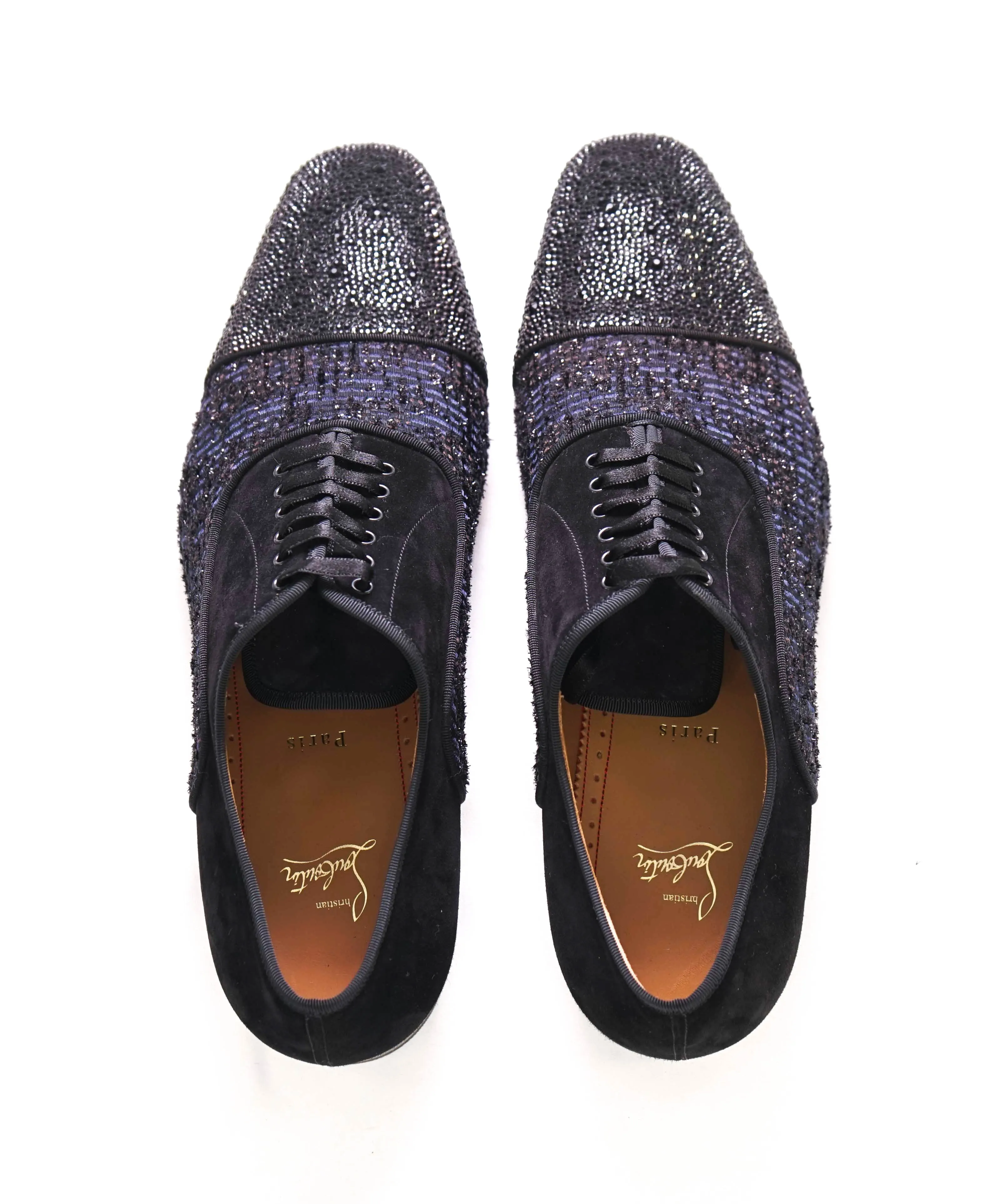 $1,250 CHRISTIAN LOUBOUTIN - *GREGGO ORLATO* Black Shimmer Oxfords - 13.5 US (46.5)
