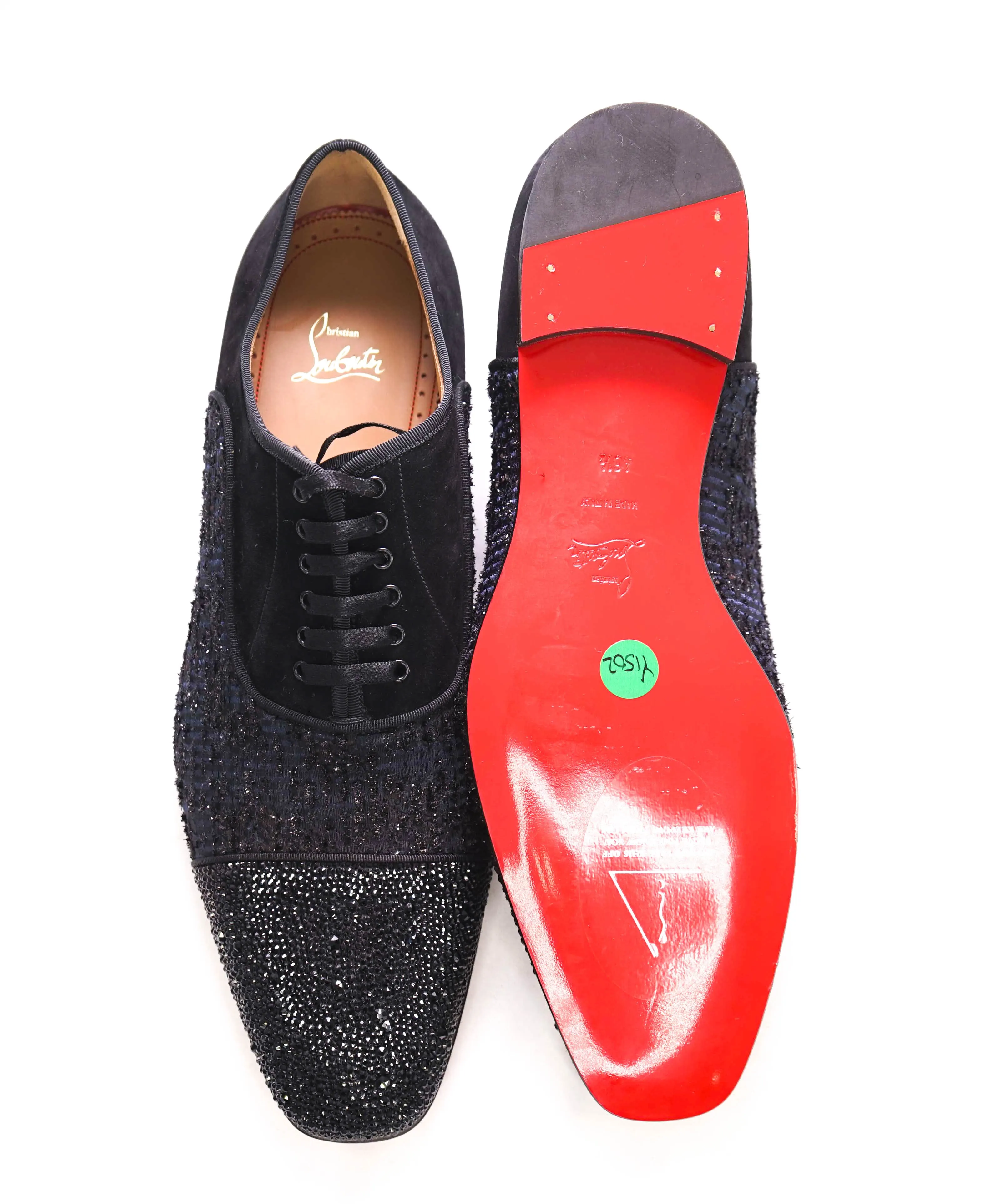$1,250 CHRISTIAN LOUBOUTIN - *GREGGO ORLATO* Black Shimmer Oxfords - 13.5 US (46.5)