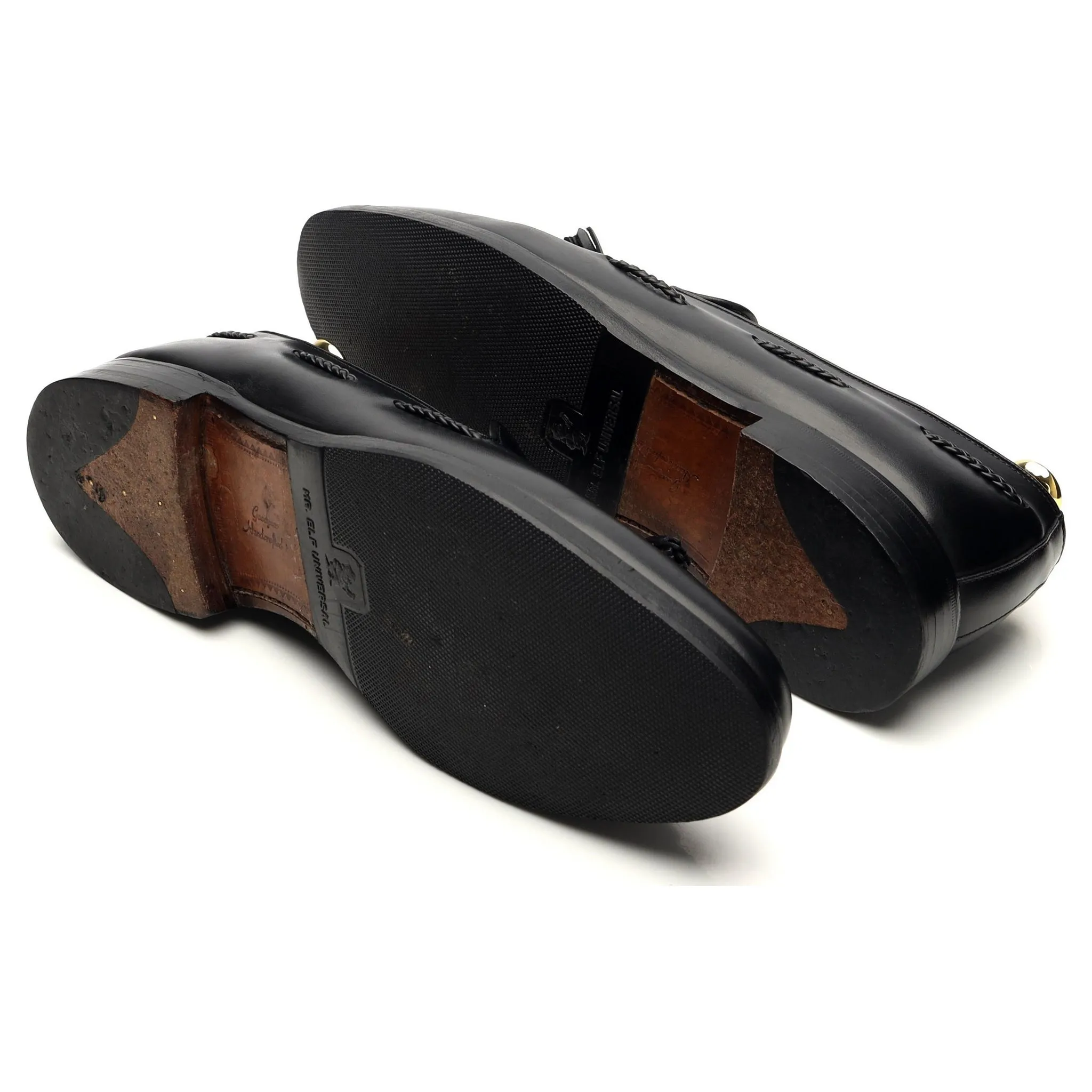 1880 'Temple' Black Leather Tassel Loafer UK 9 F