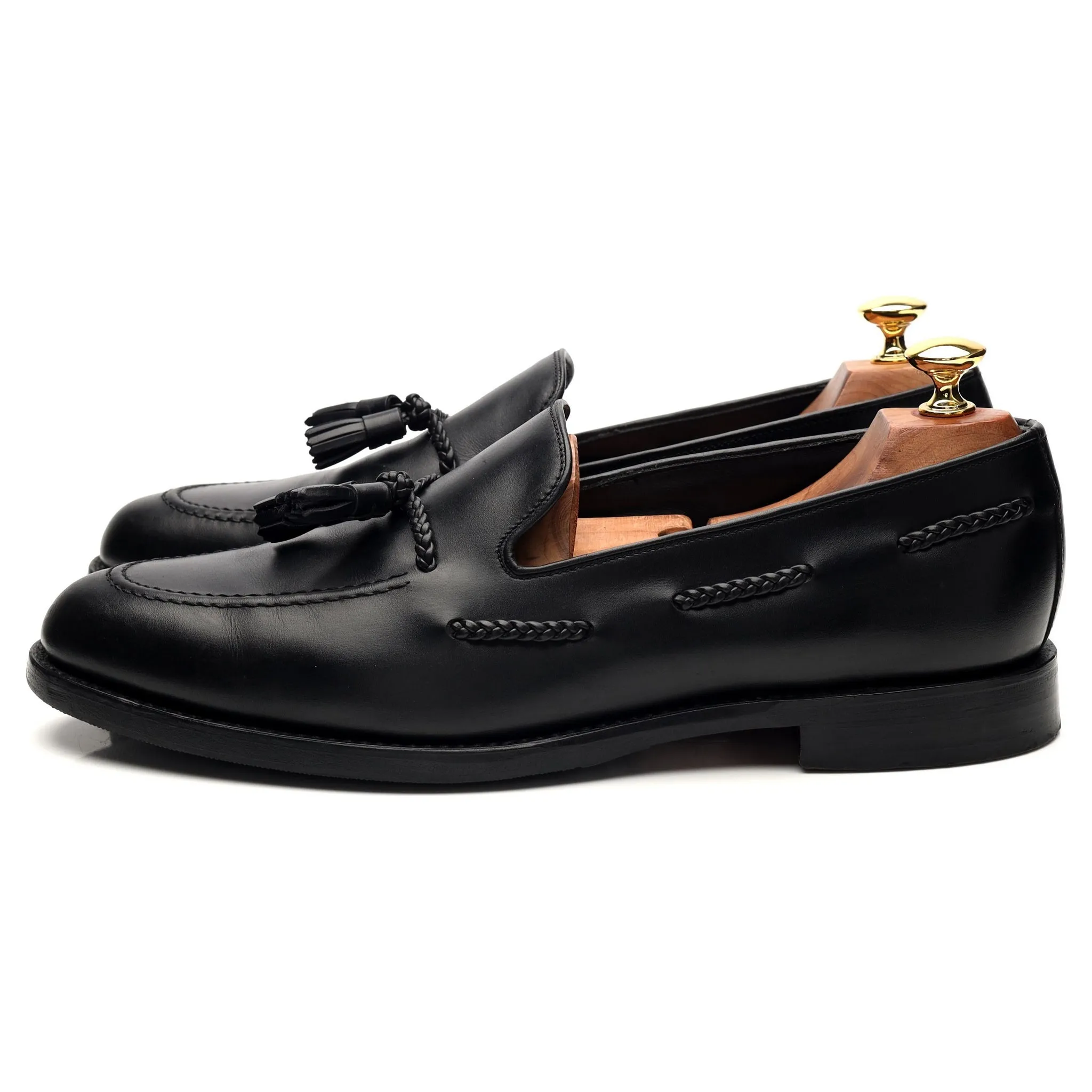 1880 'Temple' Black Leather Tassel Loafer UK 9 F