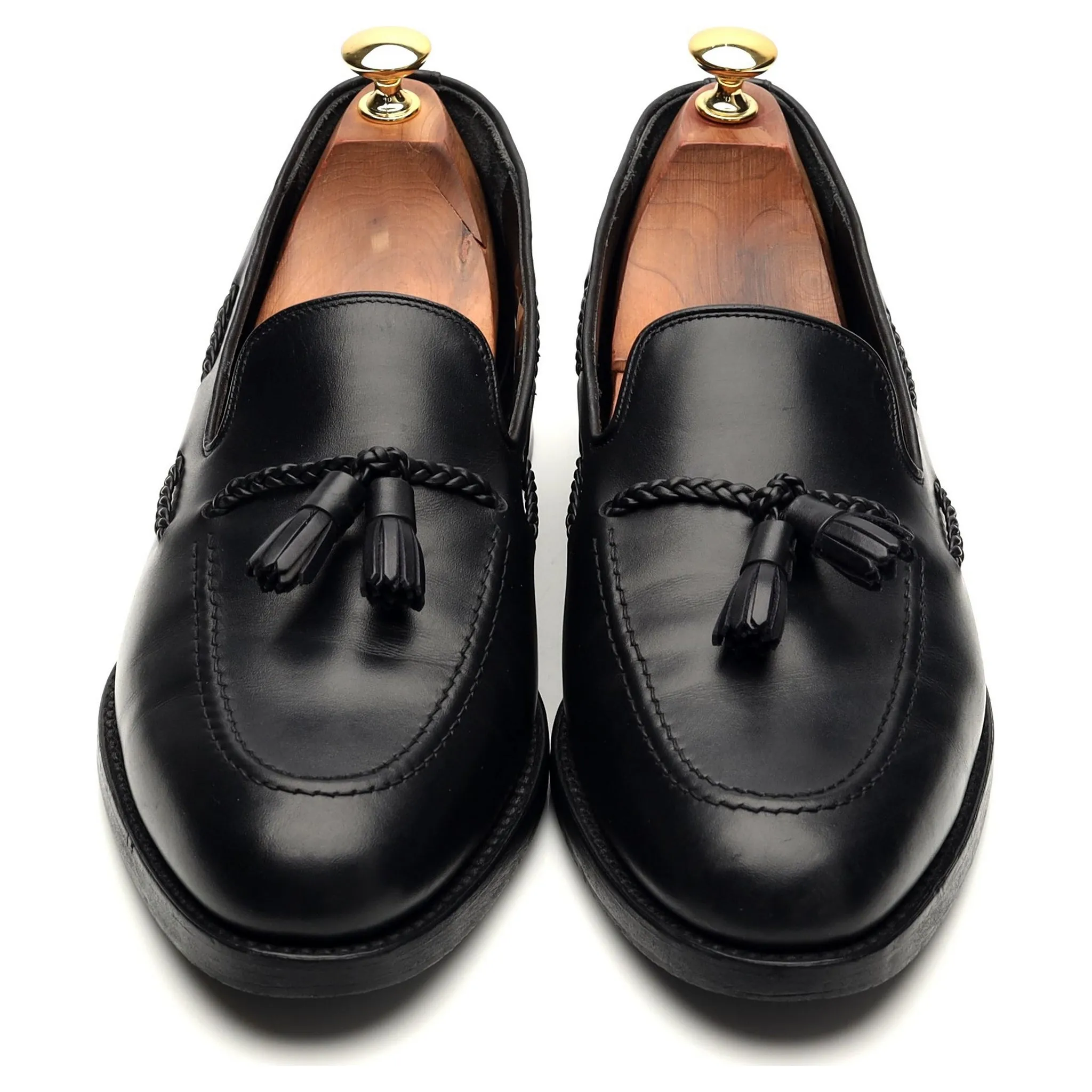 1880 'Temple' Black Leather Tassel Loafer UK 9 F