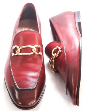 $700 SALVATORE FERRAGAMO - *BOY 2 * Chain Bit Sleek Logo Loafer - 10.5 EE US