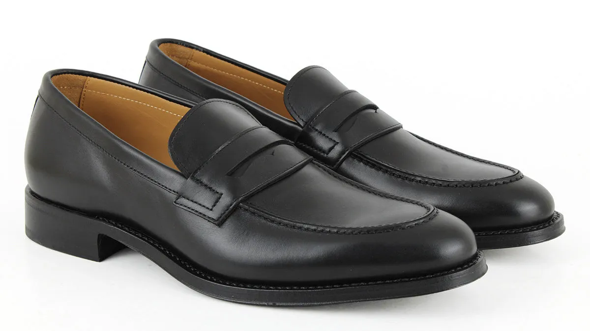703 Enzo Penny Loafer Calfskin Leather Black