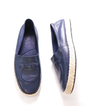 $750 SALVATORE FERRAGAMO - "Gancio" Navy Espadrille Loafer - 9 US
