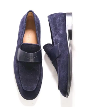 $880 SALVATORE FERRAGAMO - *FUNES* Blue Suede Penny Loafer - 8 EE US