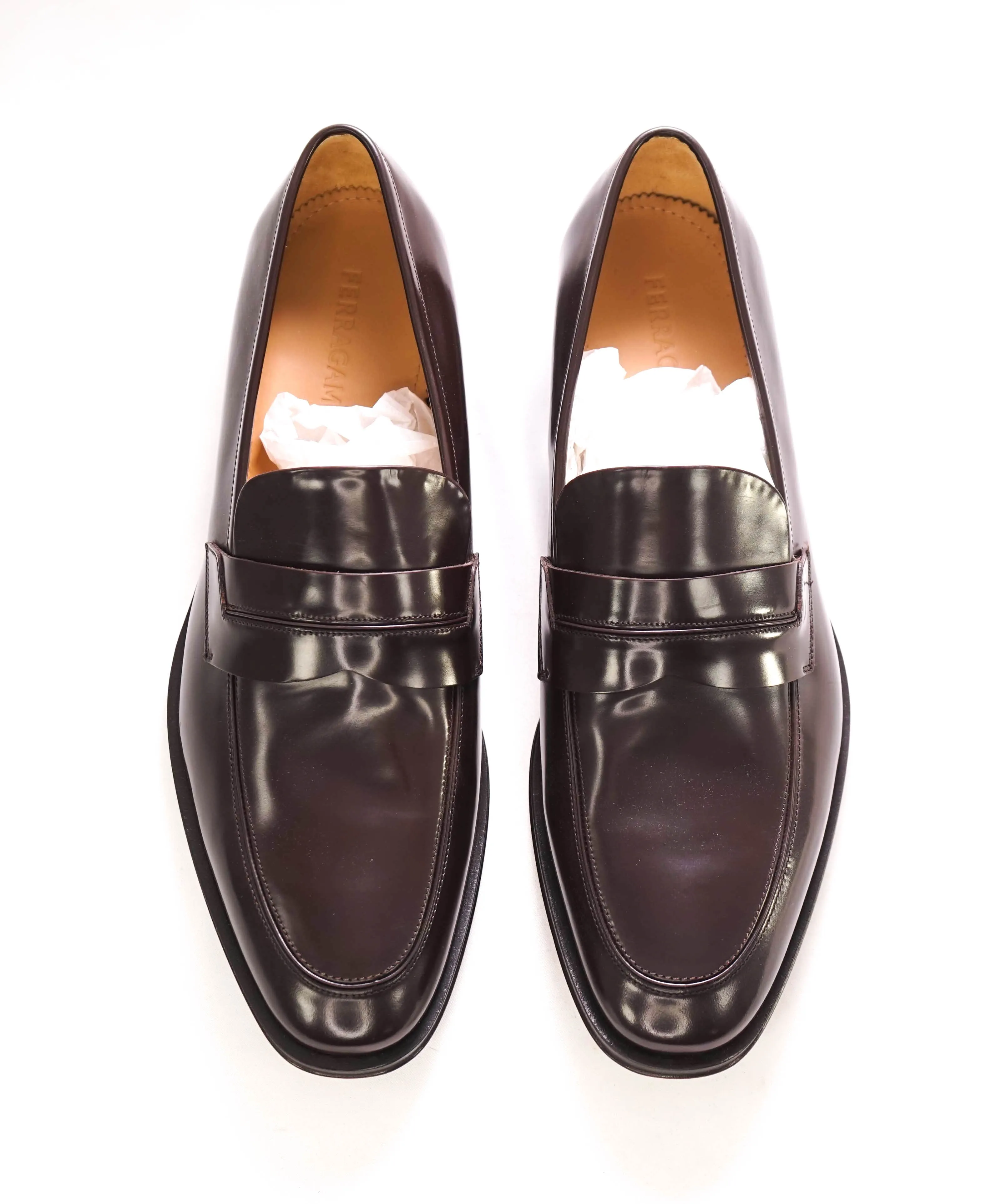 $930 SALVATORE FERRAGAMO - *FELIPE* Brown Penny Loafer - 10.5 EE US