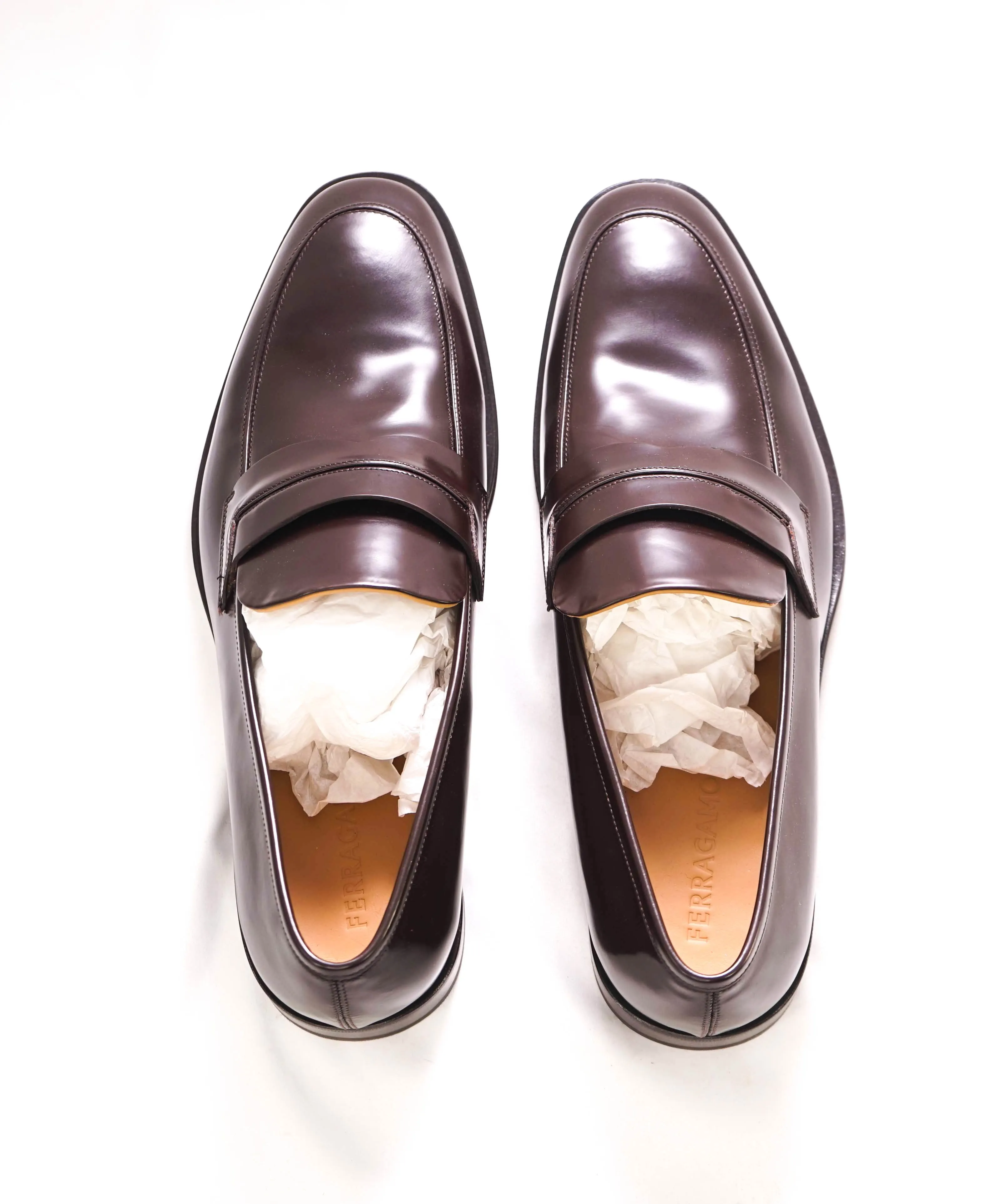 $930 SALVATORE FERRAGAMO - *FELIPE* Brown Penny Loafer - 10.5 EE US