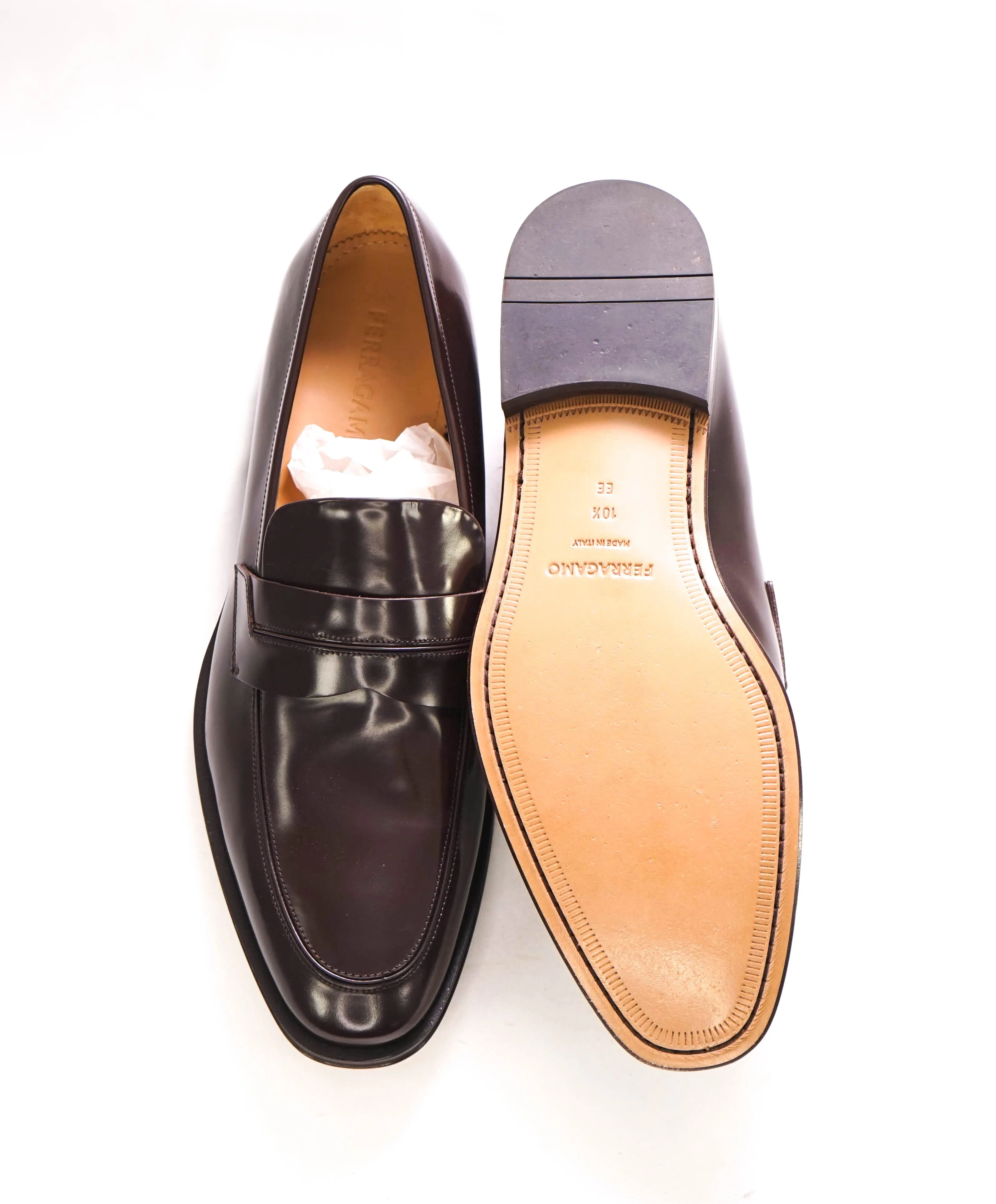 $930 SALVATORE FERRAGAMO - *FELIPE* Brown Penny Loafer - 10.5 EE US