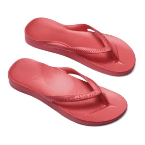 Arch support flip flops in coral
