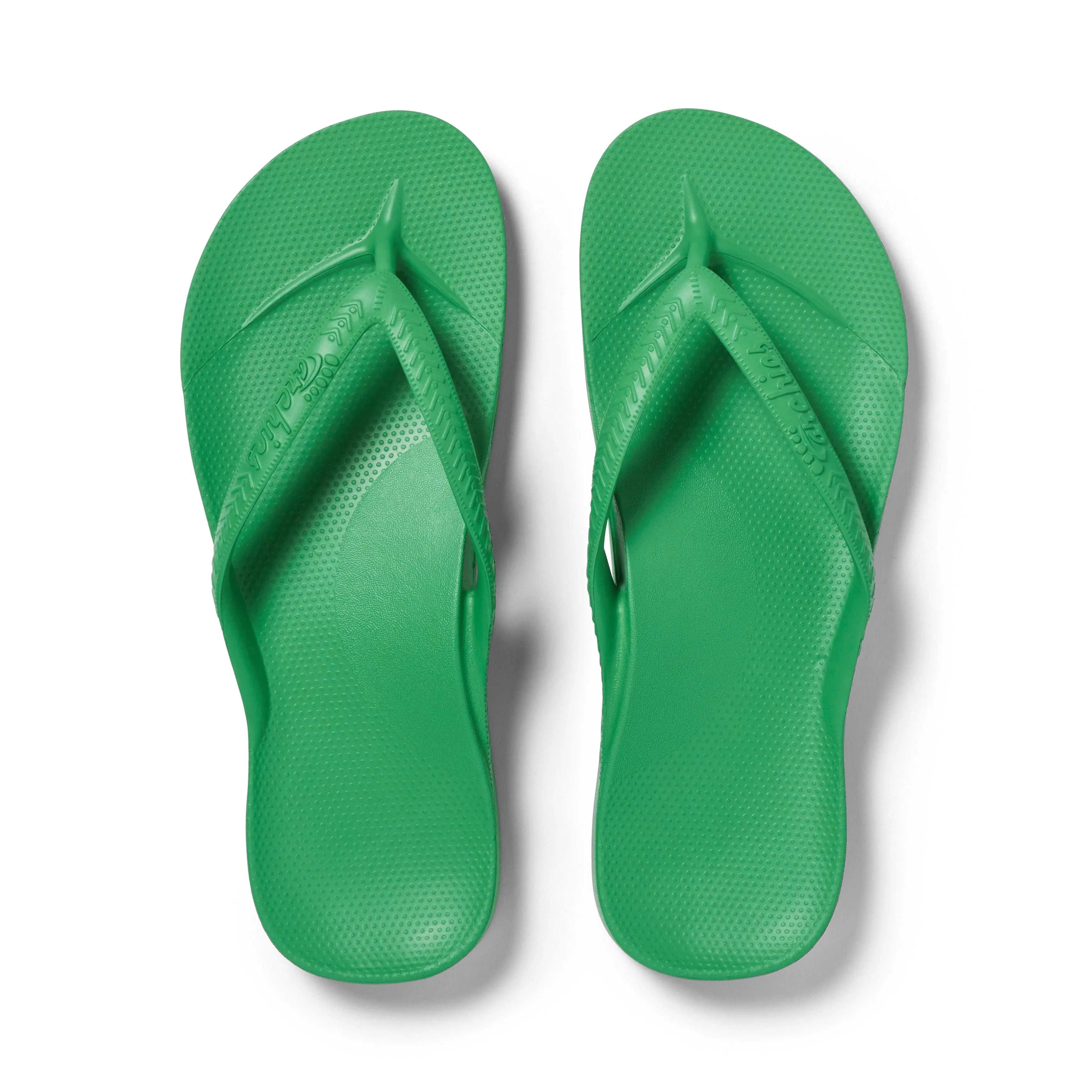 Arch support flip flops in Kelly Green