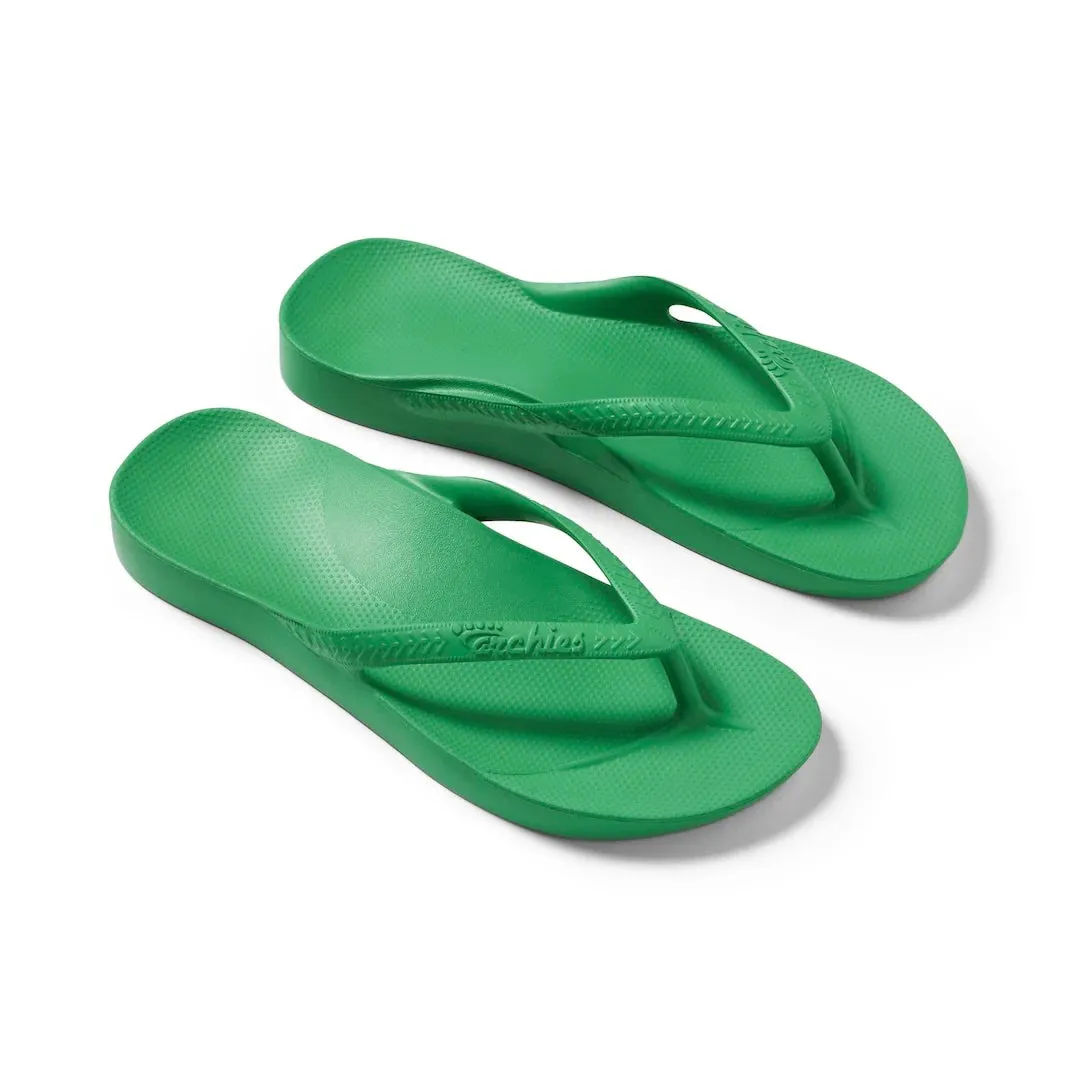 Arch support flip flops in Kelly Green