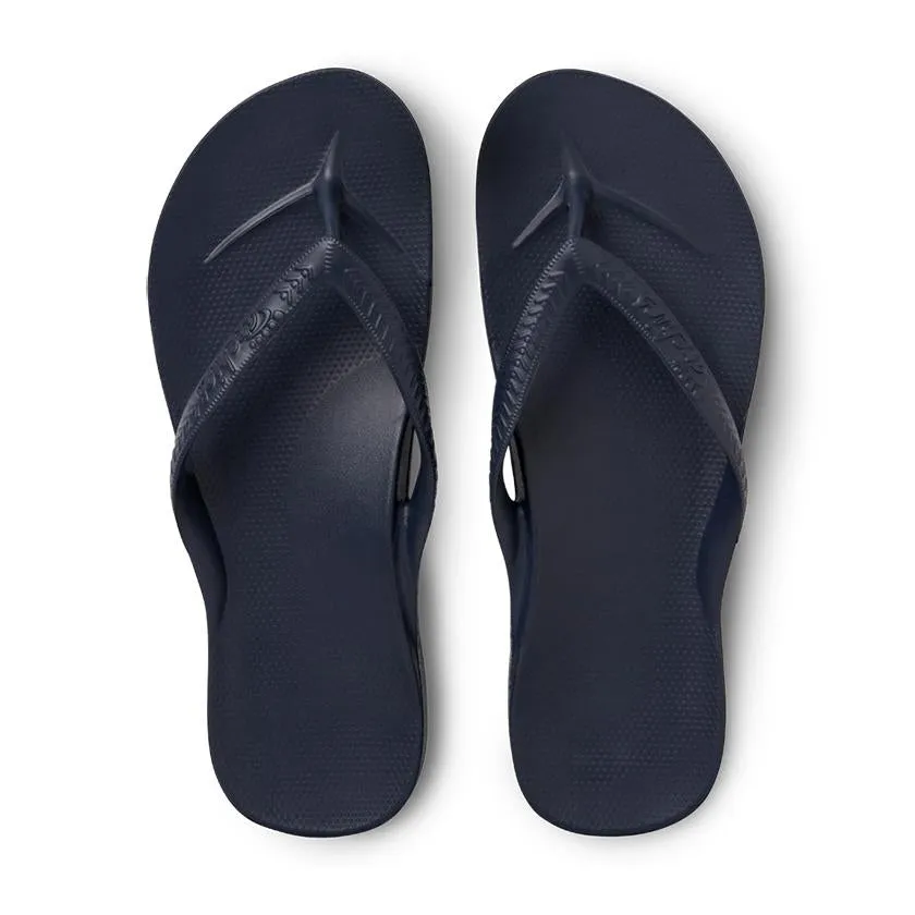 Arch support flip flops in navy