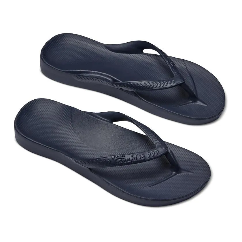 Arch support flip flops in navy