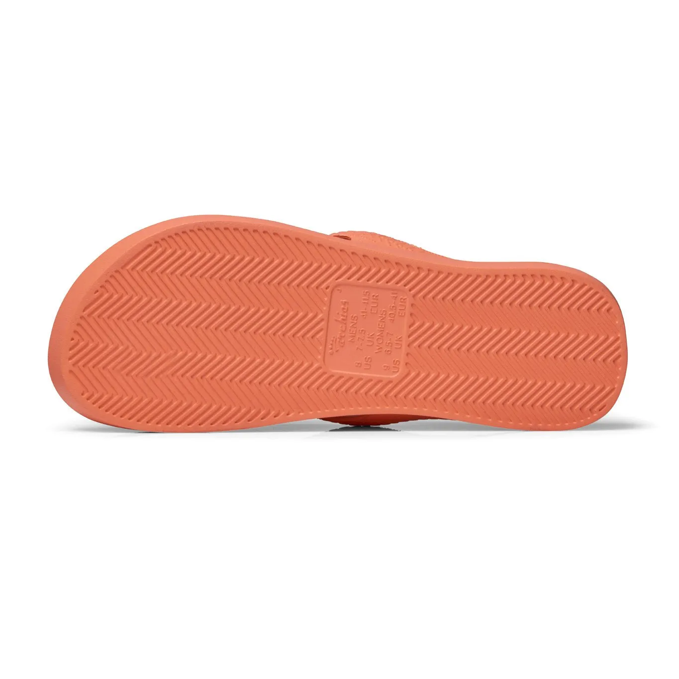 Arch support flip flops in peach