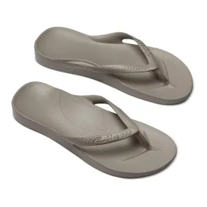Arch support flip flops in taupe