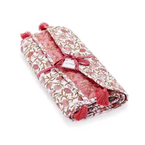 Autumn Blush Quilted Double-Sided Reversible Table Runner with Tassels