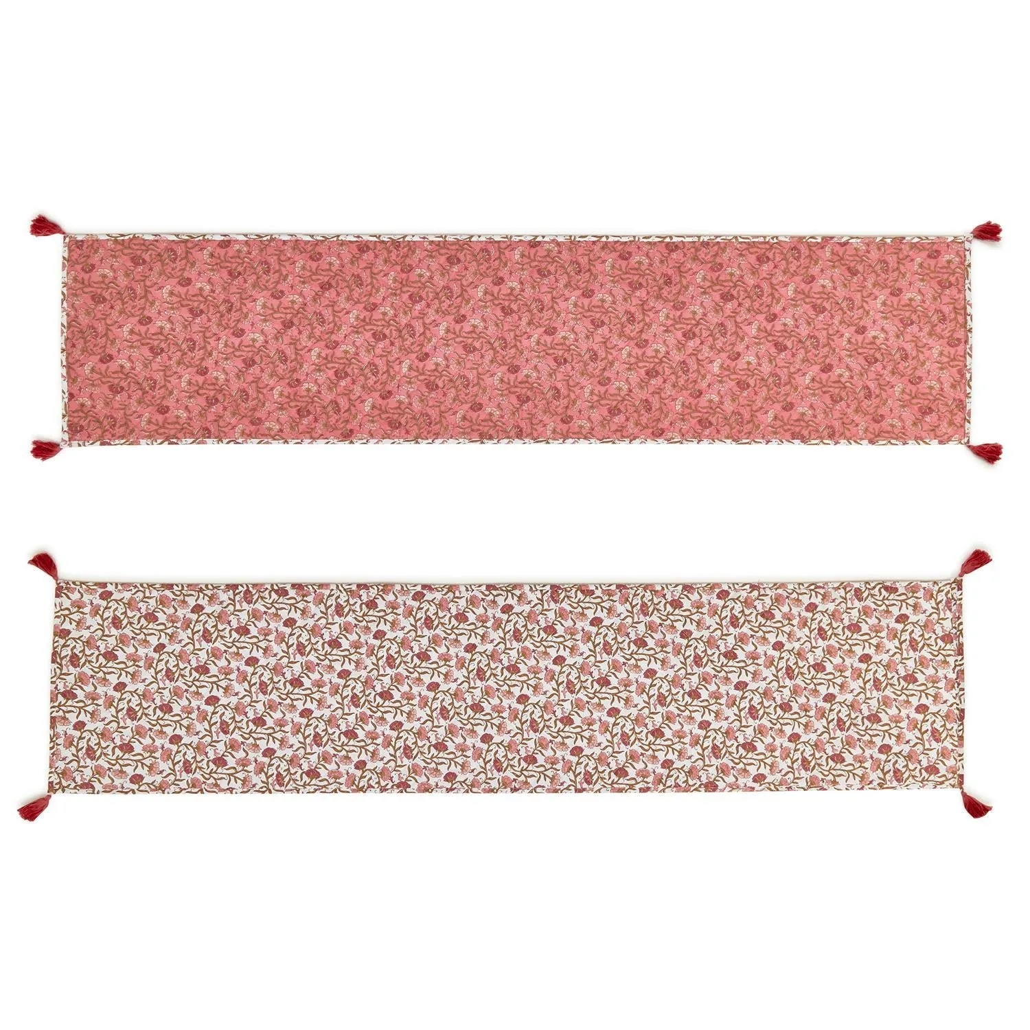 Autumn Blush Quilted Double-Sided Reversible Table Runner with Tassels