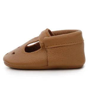 BA - Mary Jane Baby Moccasins - Leather Baby Shoes Classic Brown