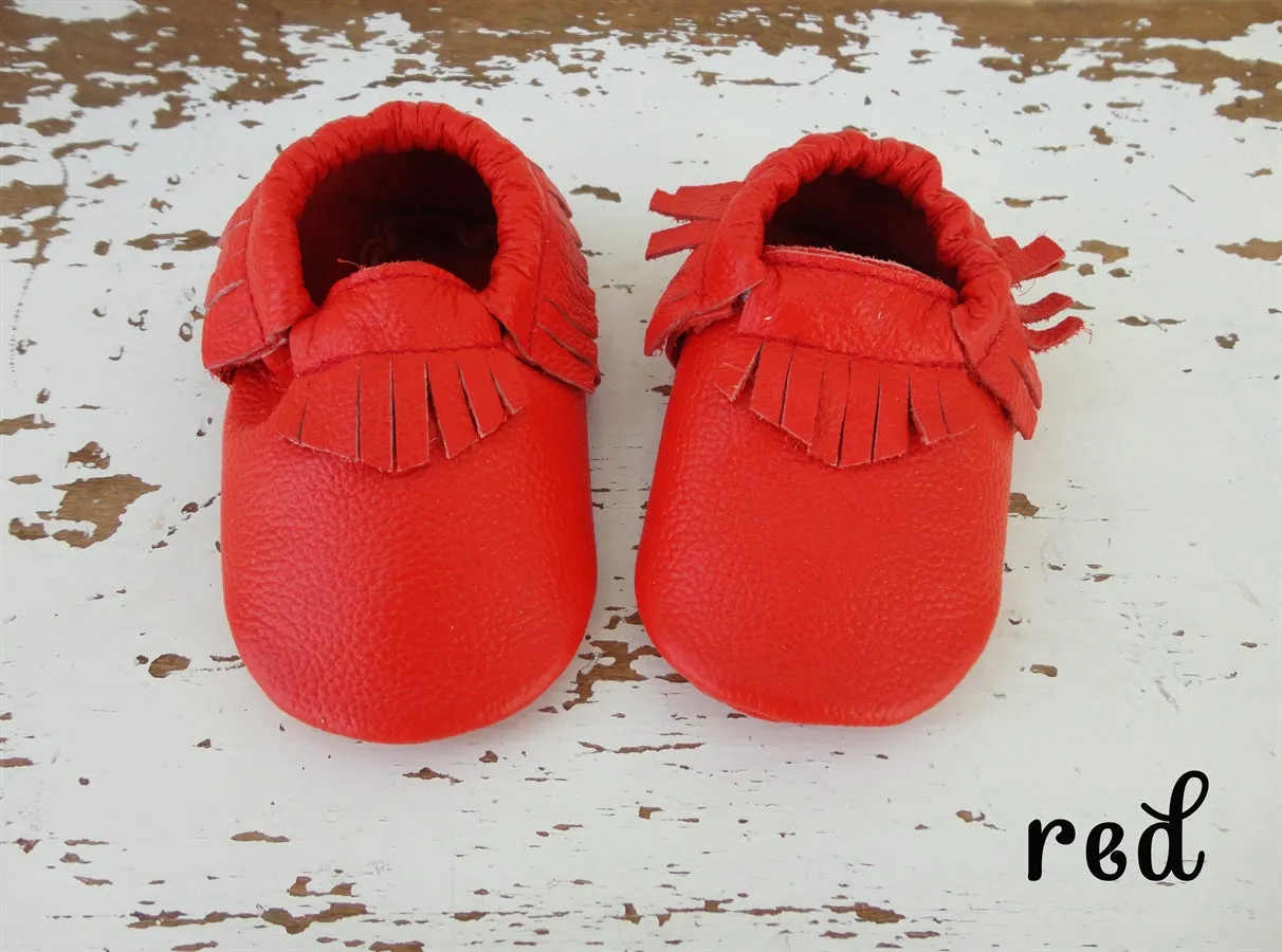 Baby Leather Moccasins Solid Colors 2