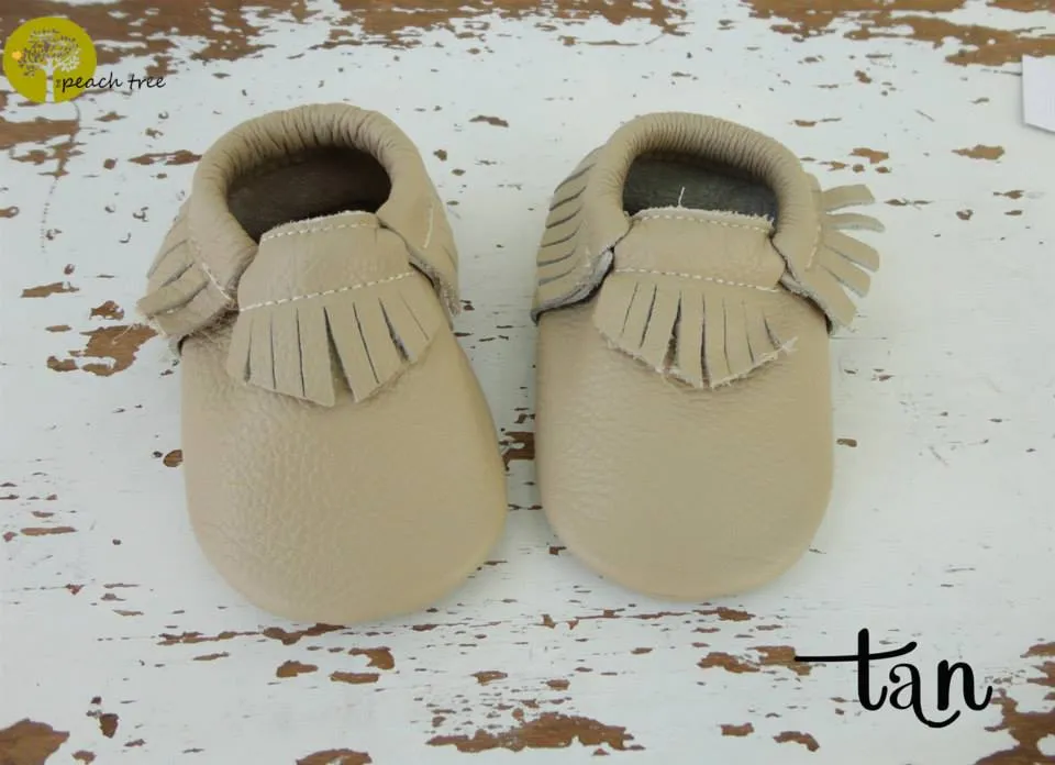 Baby Leather Moccasins Solid Colors 2