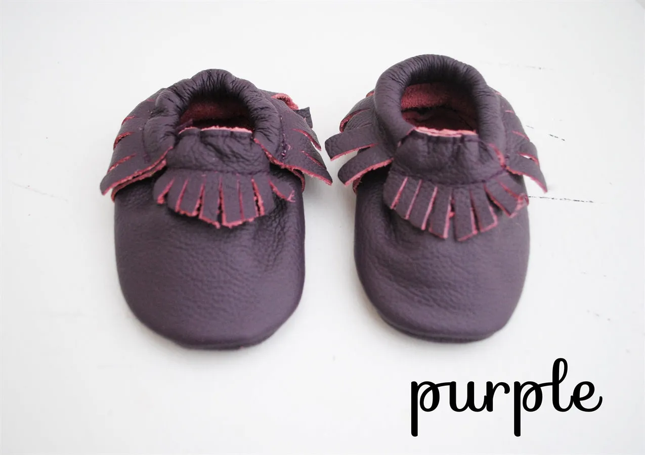 Baby Leather Moccasins Solid Colors 2