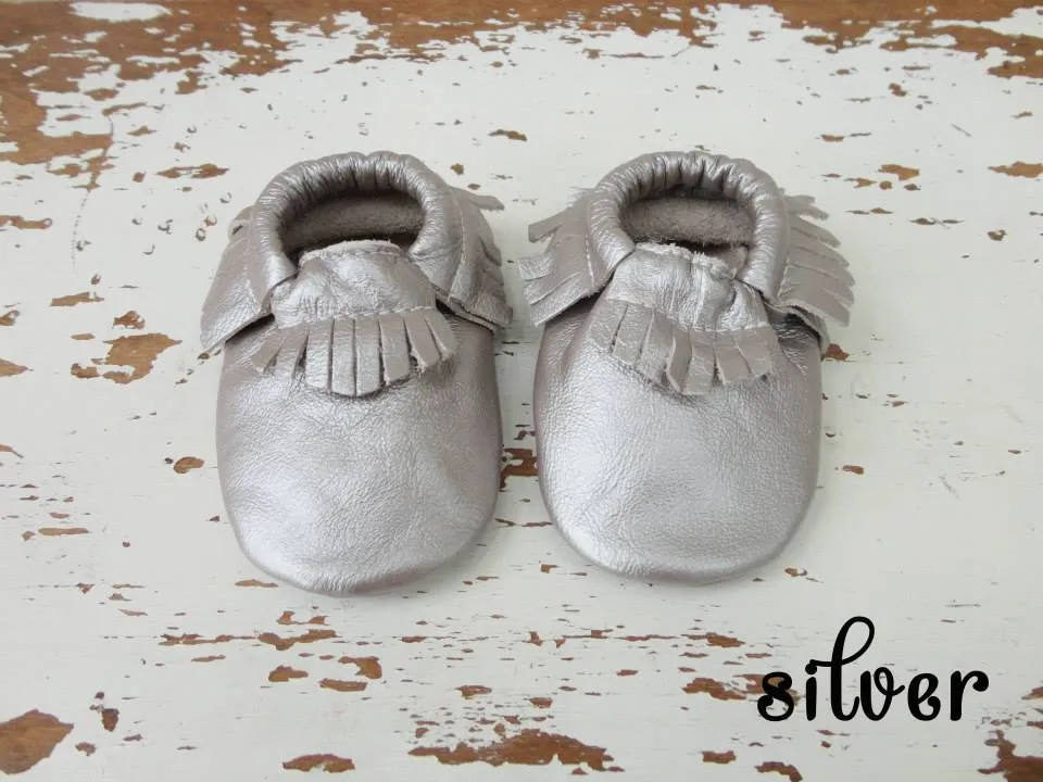 Baby Leather Moccasins Solid Colors 2