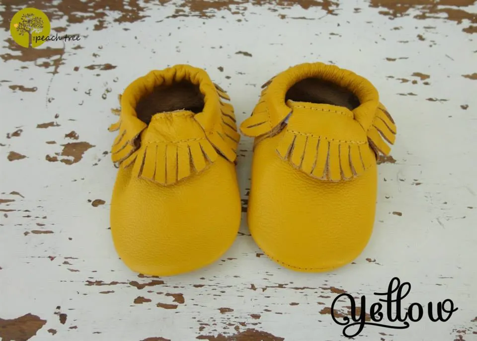 Baby Leather Moccasins Solid Colors 2