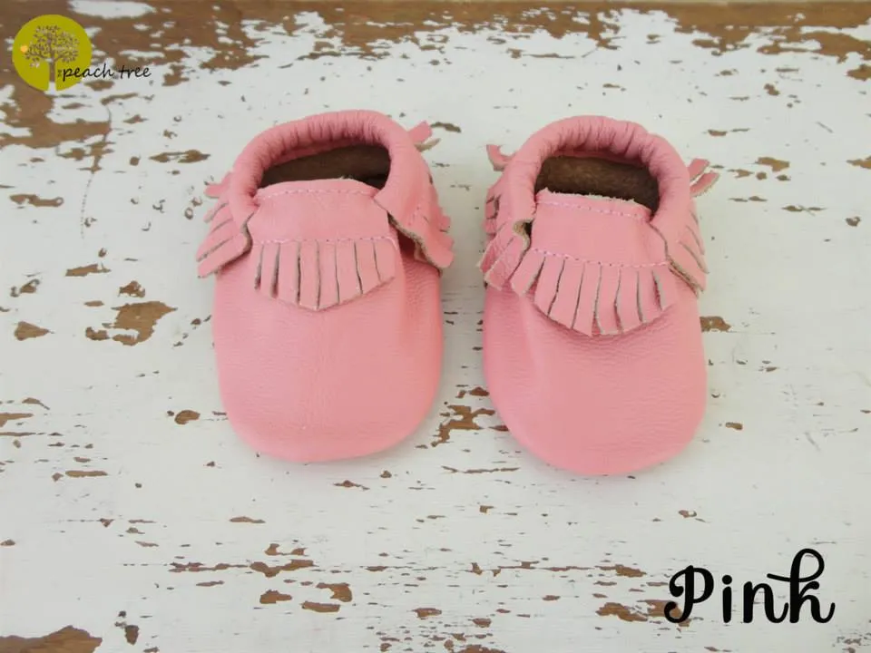 Baby Leather Moccasins Solid Colors 2