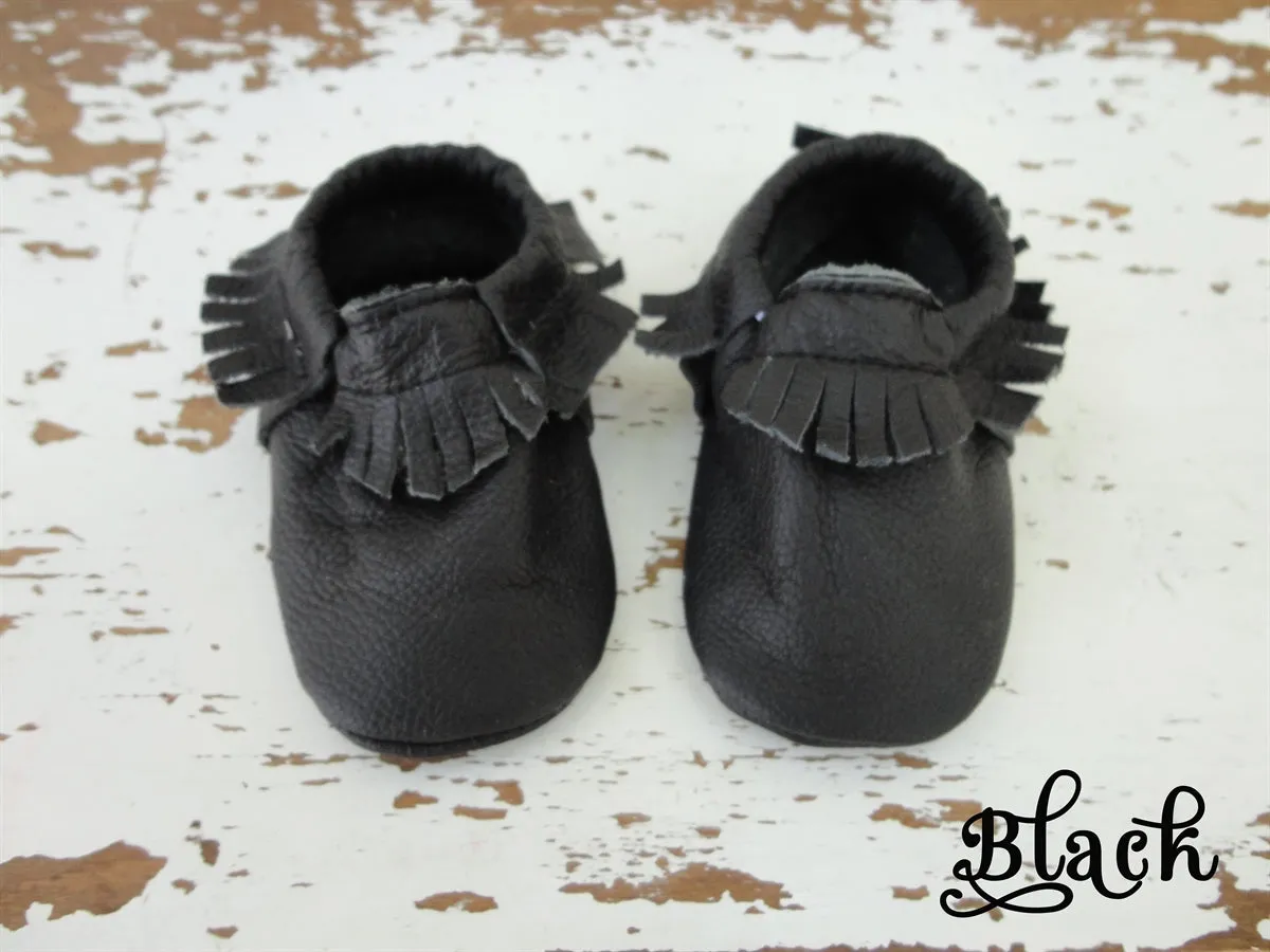 Baby Leather Moccasins Solid Colors