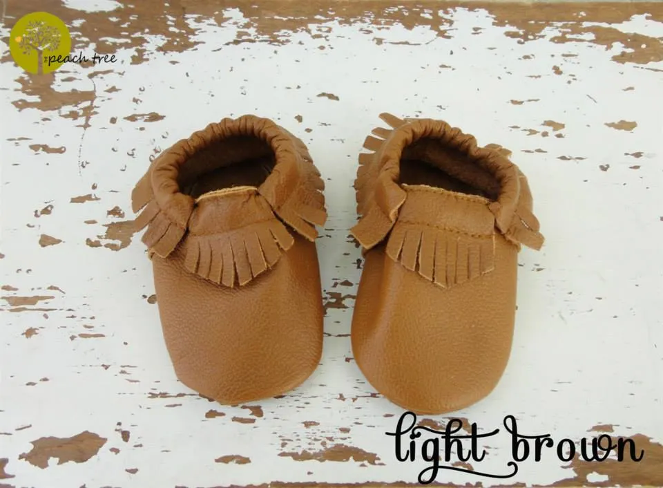 Baby Leather Moccasins Solid Colors
