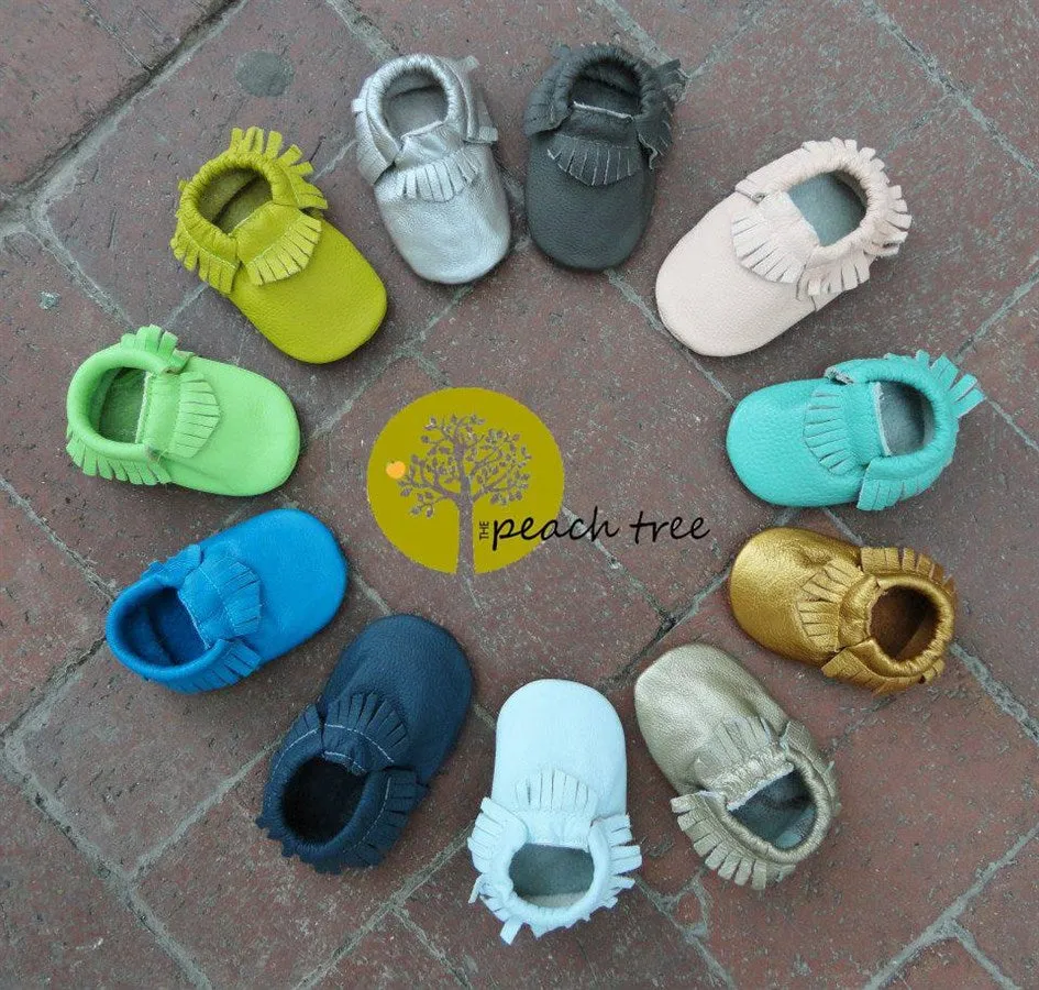Baby Leather Moccasins Solid Colors
