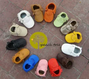 Baby Leather Moccasins Solid Colors