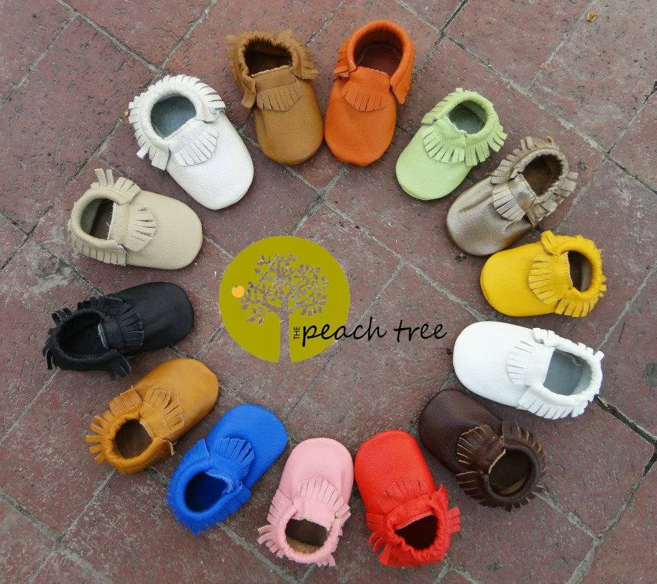 Baby Leather Moccasins Solid Colors