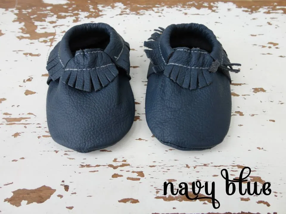 Baby Leather Moccasins Solid Colors