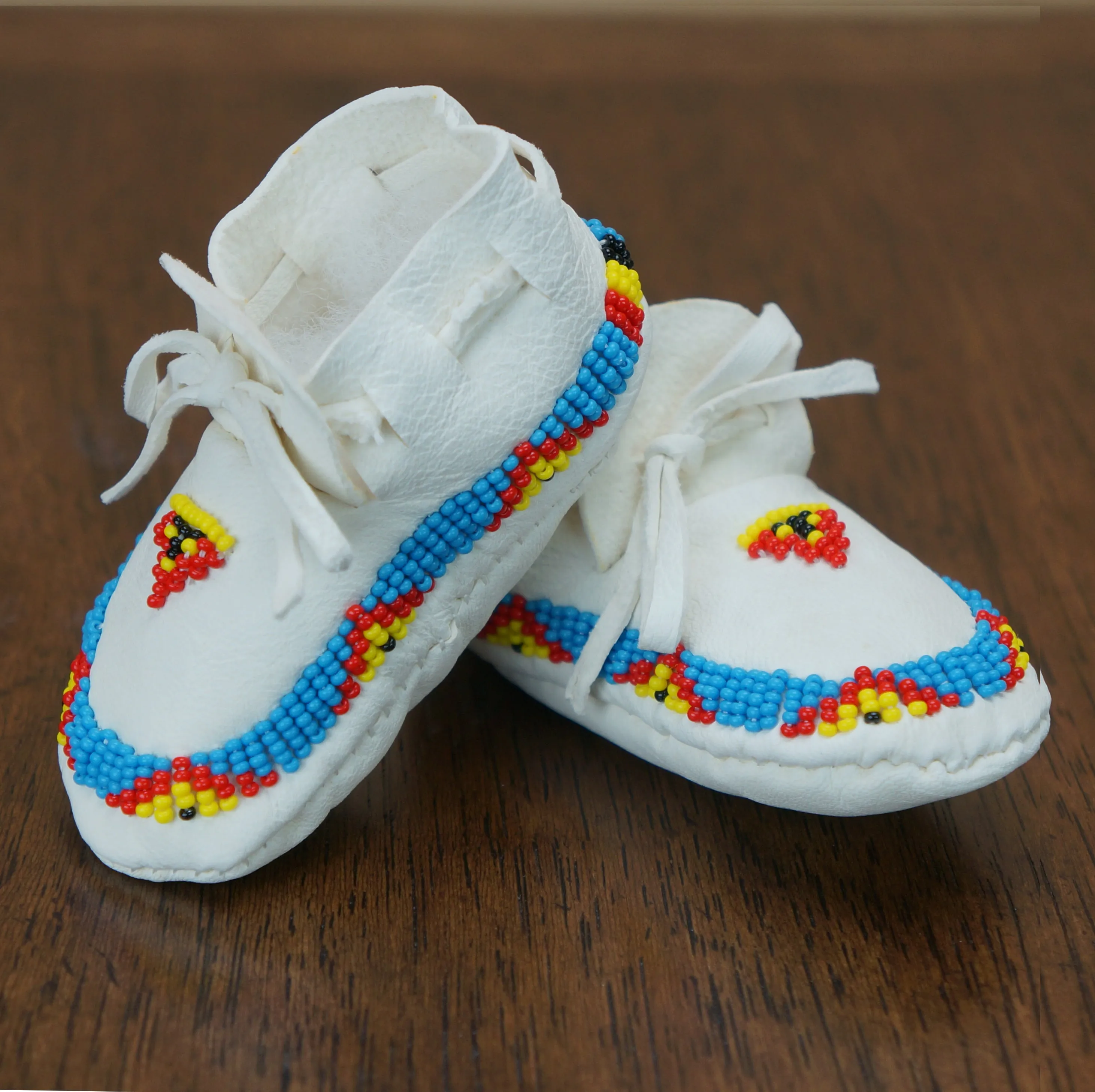 Beaded Leather Moccasins - Newborn - 3 Colors