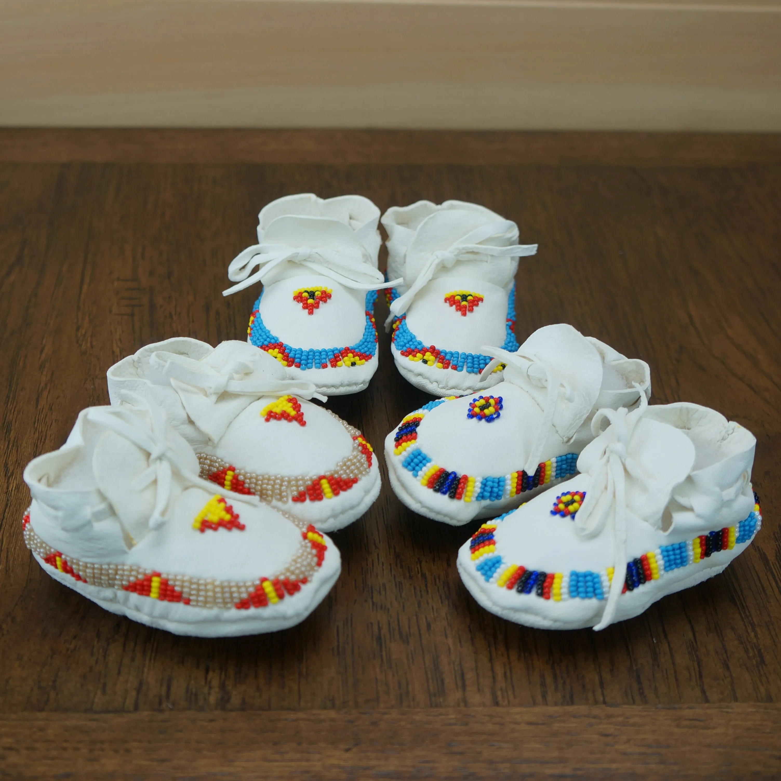 Beaded Leather Moccasins - Newborn - 3 Colors