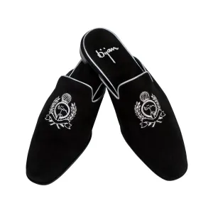 Black and Silver Slip On Suede Loafer