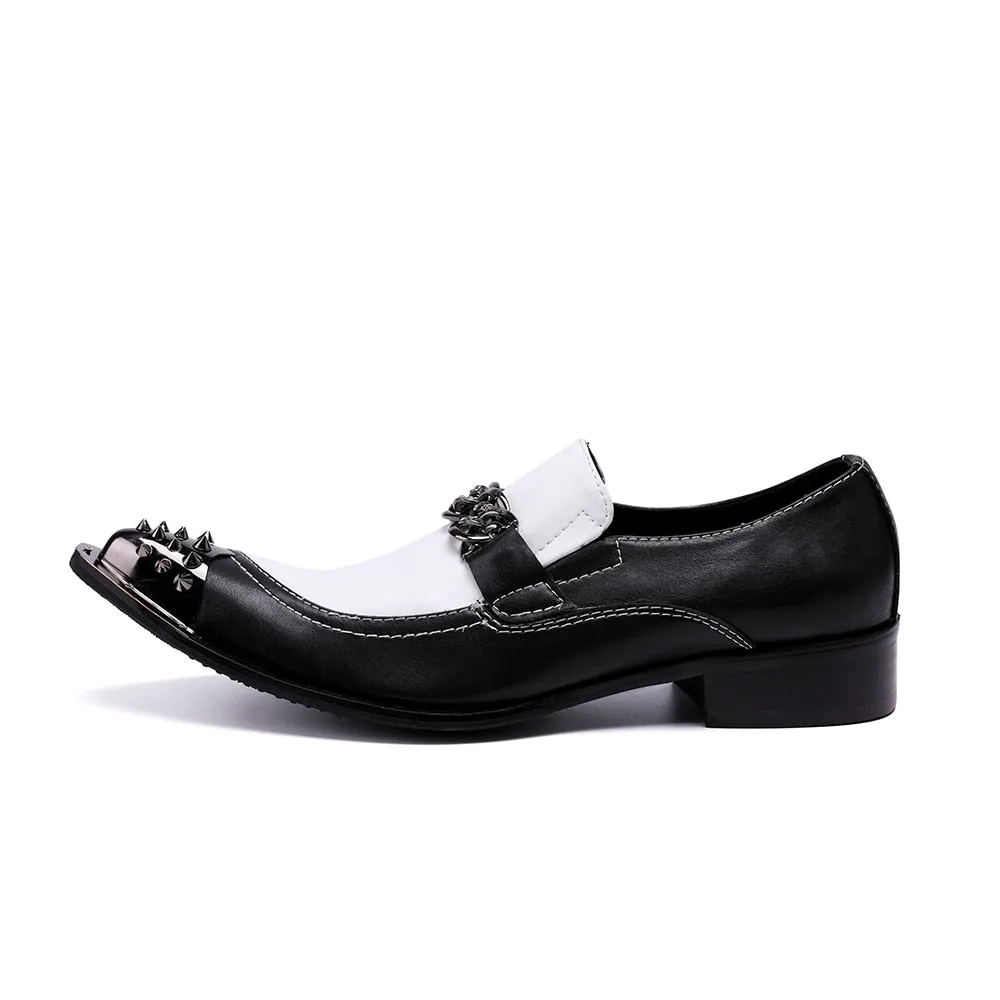 Black and White Chain Casual Shoes for Men Wedding and Party Shoes