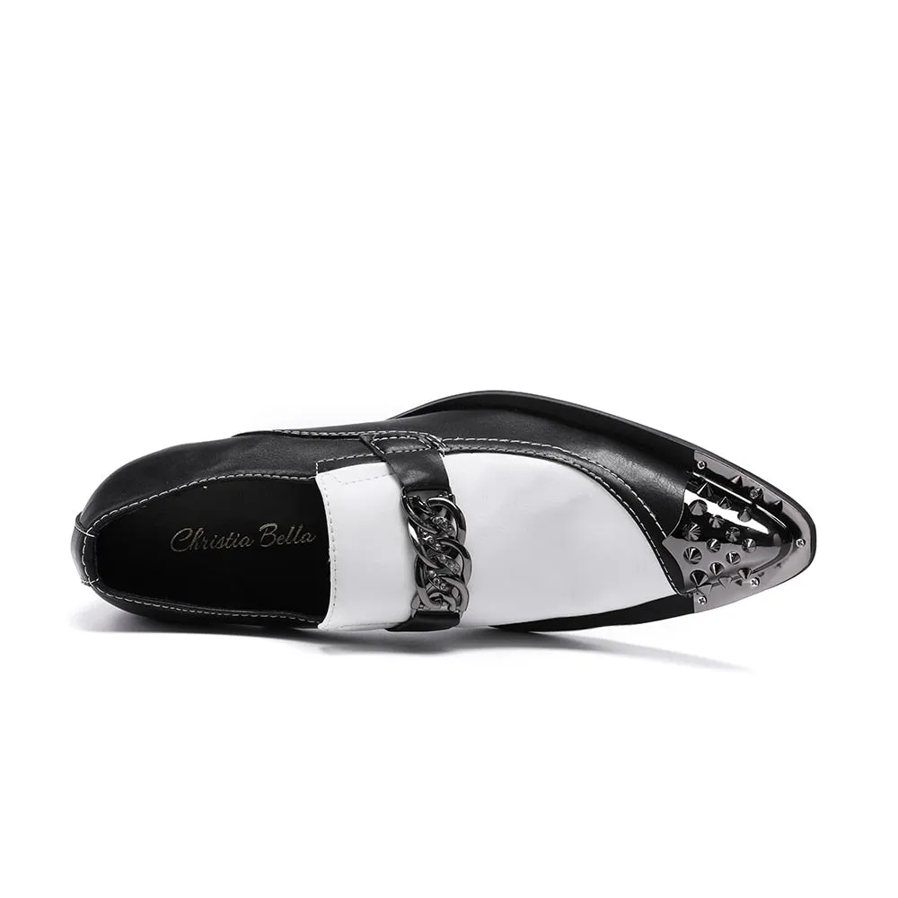 Black and White Chain Casual Shoes for Men Wedding and Party Shoes