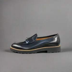 Black Double Fringe Chunky Loafer