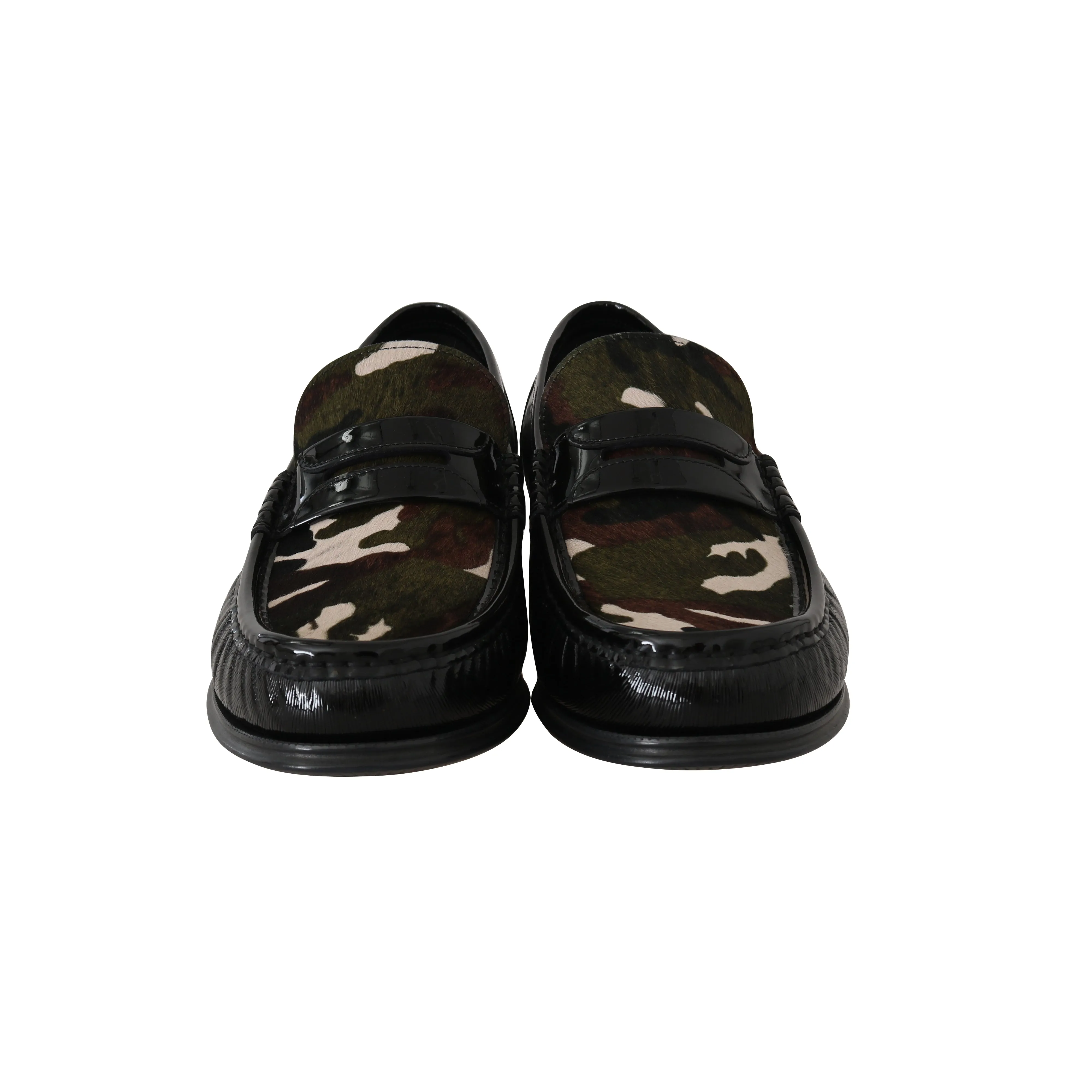 Black Leather Moccasins Pony Loafers