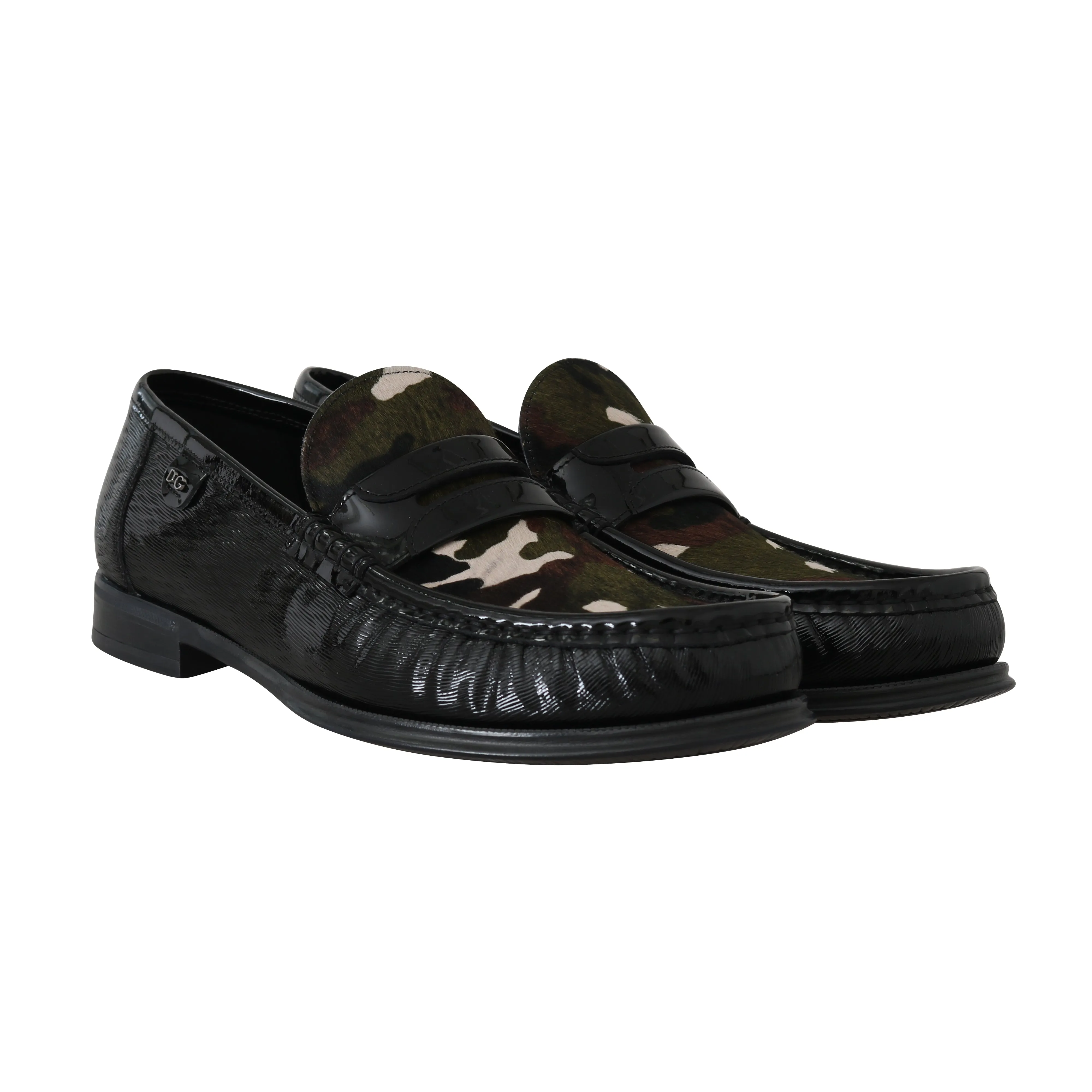 Black Leather Moccasins Pony Loafers