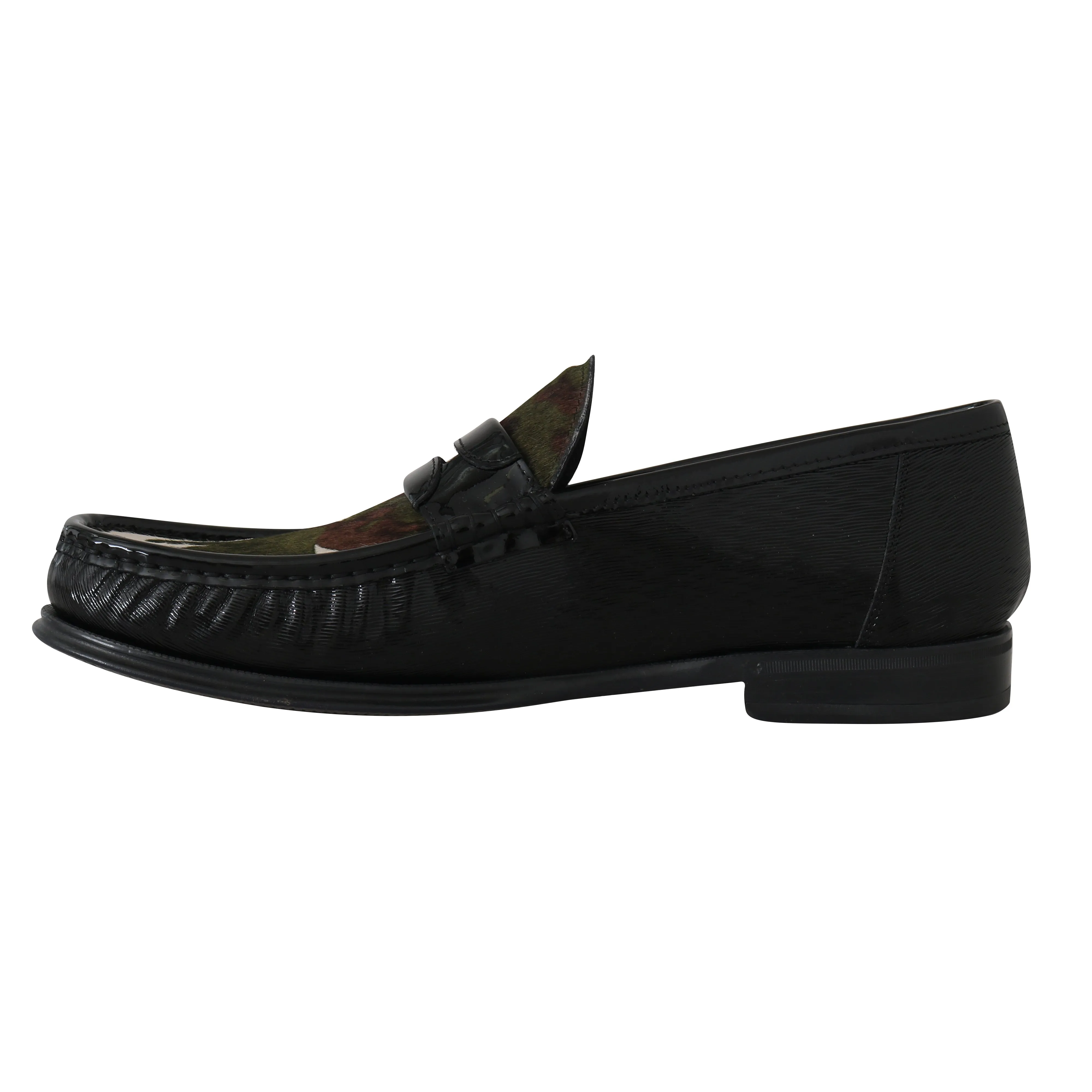 Black Leather Moccasins Pony Loafers
