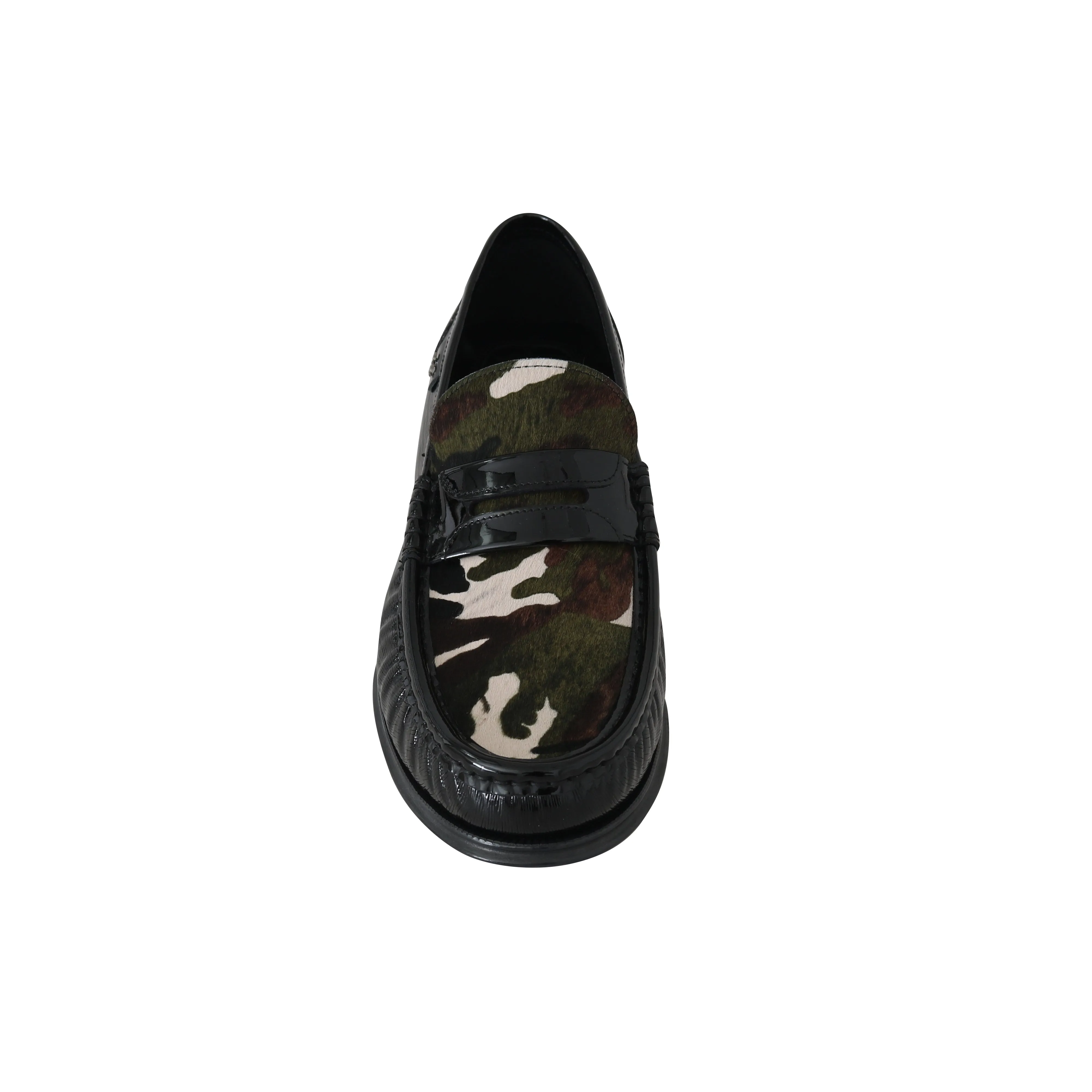 Black Leather Moccasins Pony Loafers