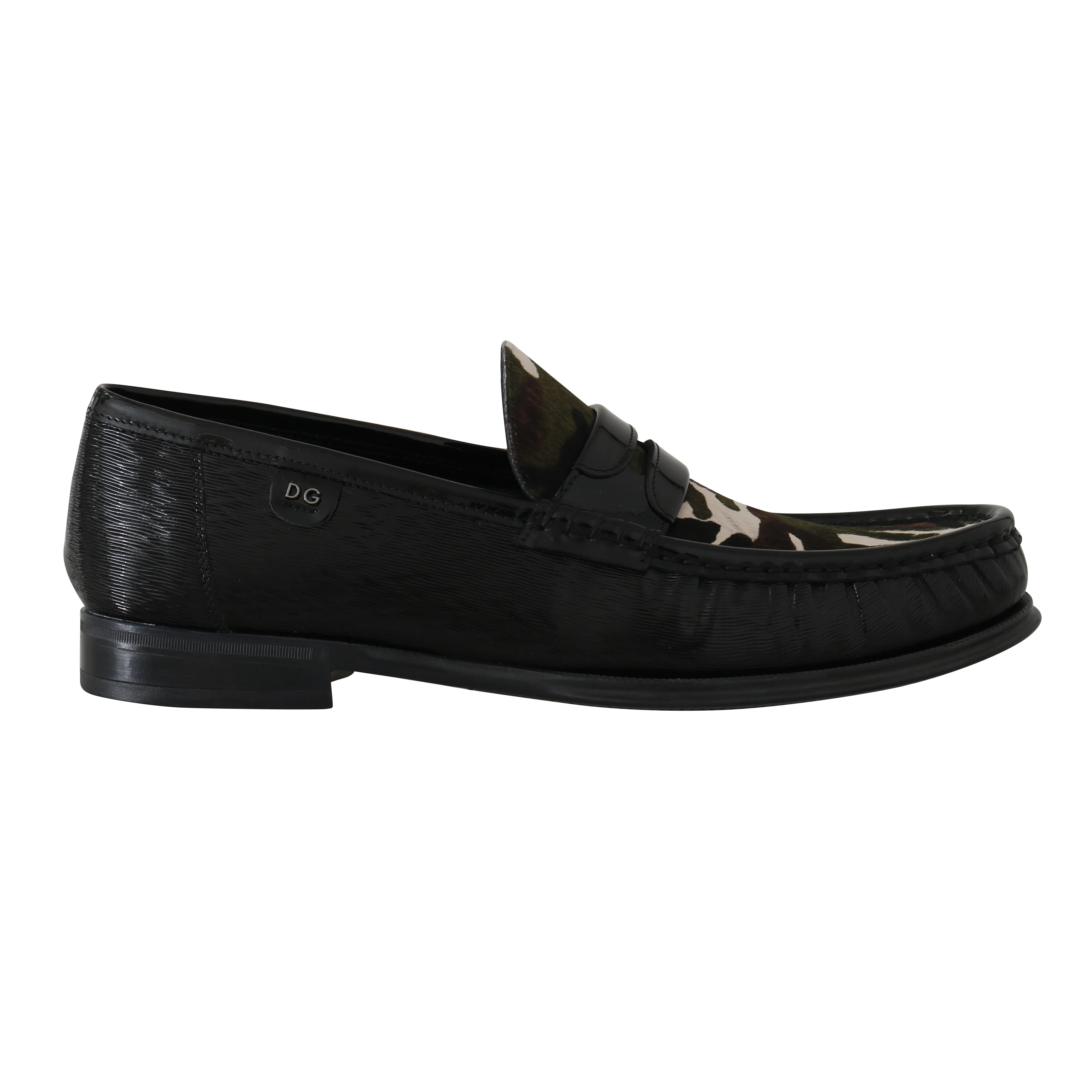 Black Leather Moccasins Pony Loafers