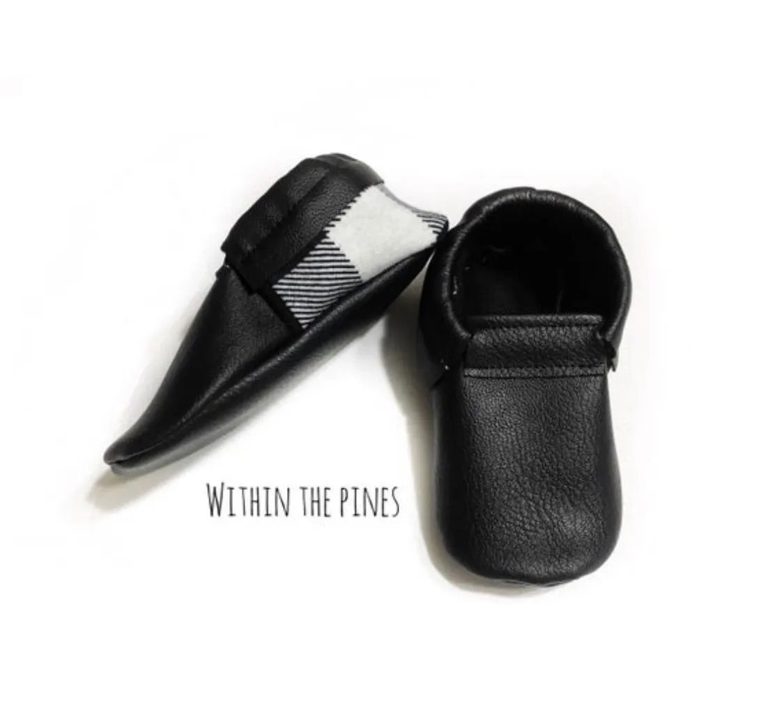 Black Loafer with Plaid Heel