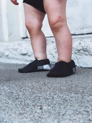 Black Loafer with Plaid Heel