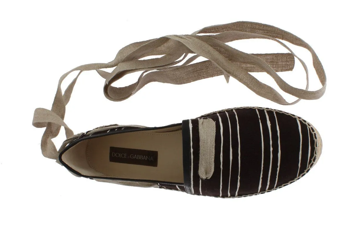 Black Striped Canvas Strap Loafers
