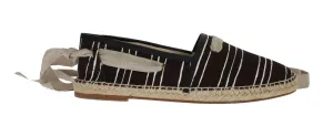 Black Striped Canvas Strap Loafers